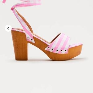 Fashion Nova Pink Striped Platform Heels